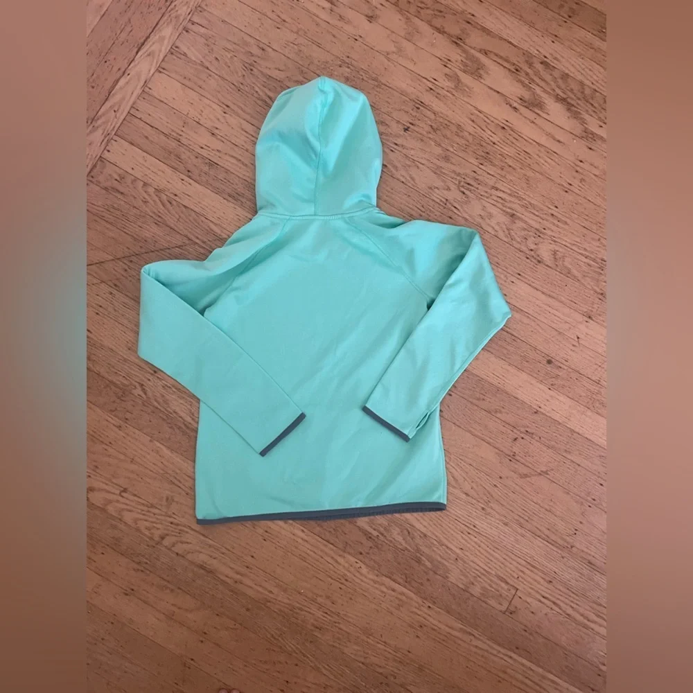 Nike teal Hoodie with thumb holes and funnel neck